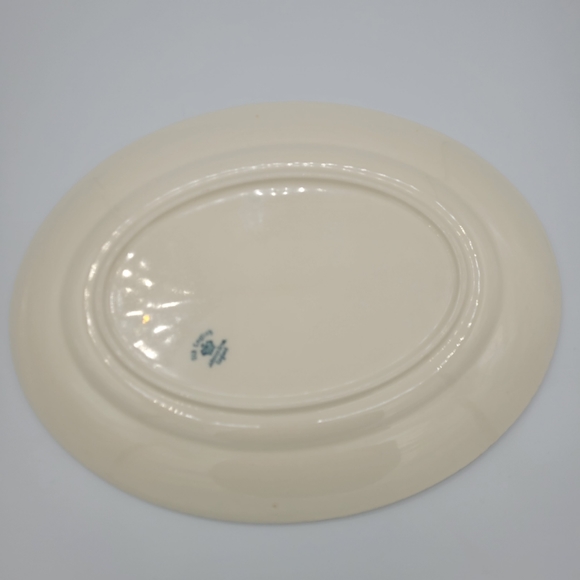 Vintage Johnson Bros. Old English Oval Serving Platter Navy Gold Orange Floral - Picture 7 of 12